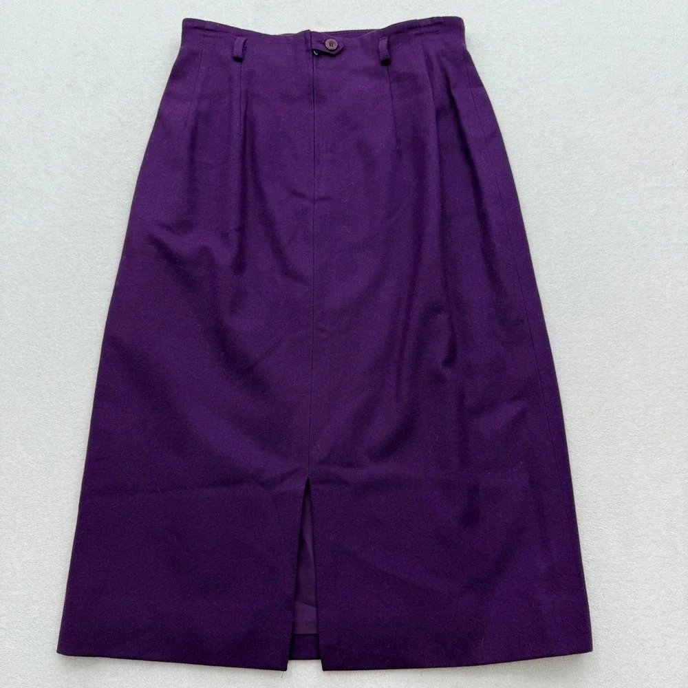 Pendleton Women's Size 10/12 Wool Blazer Skirt Suit Set Gray Plaid‎ Purple Lined